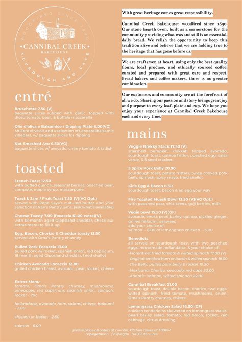 Here is our new summer menu 🙌... - Cannibal Creek Bakehouse
