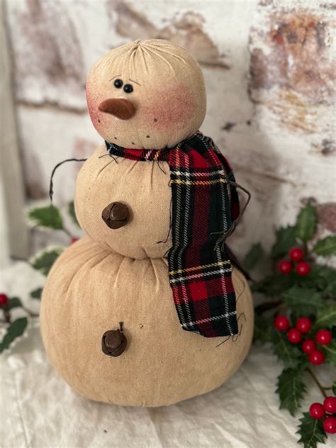 Snowman- Three Tier Snowman- Farmhouse Snowman- Christmas Decor- Plush