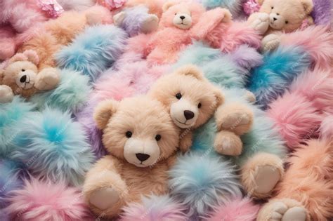 Premium AI Image | Pastel Fluffy Teddy Bear Wallpaper Fluffy Teddy Bear ...