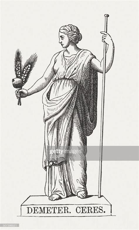 Demeter Greek Goddess Wood Engraving Published In 1878 High-Res Vector