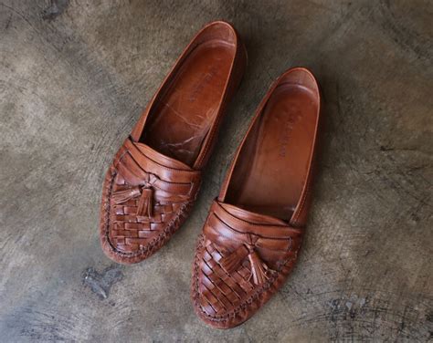 10 M / Tasseled Penny LOAFERS / Brown Leather Tasseled Shoes / Women's ...