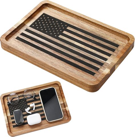 amazoncom newtay american flag valet tray mens wood catch  tray