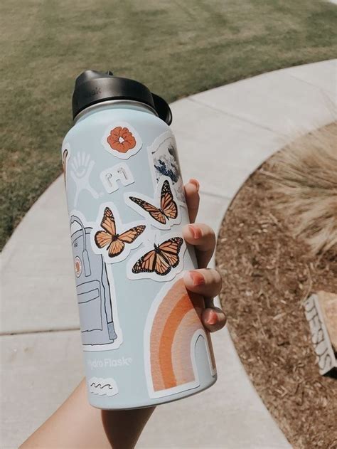 Cute Light Blue Hydroflask With Stickers ! | Custom hydro flask, Water ...