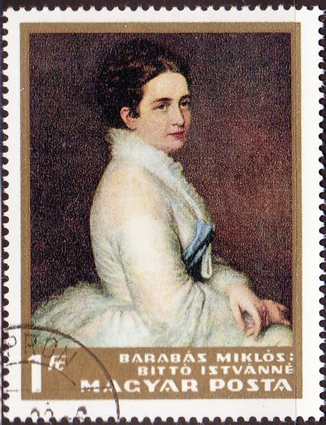 Art on Stamps: Miklos Barabas (1810-1898) - Portrait of Mrs. István ...