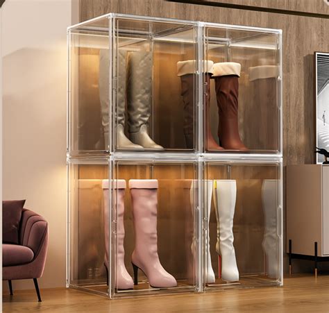 transparent stackable display case boxes storage