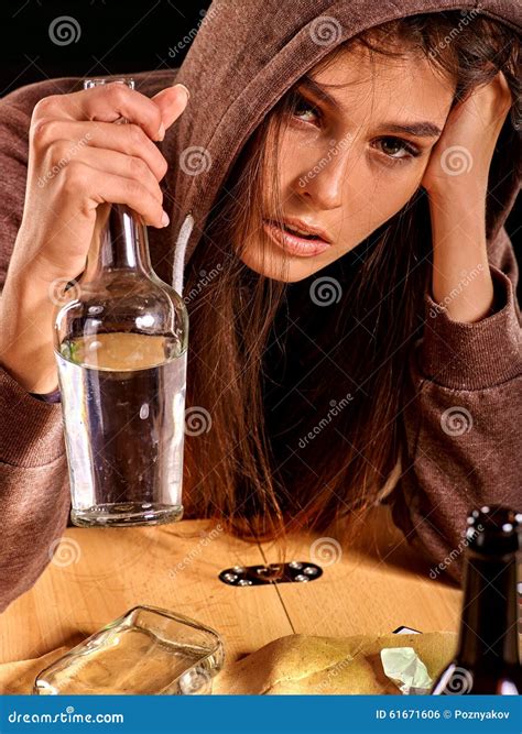 Drunk Girl Holding Bottle of Vodka Stock Photo - Image of females ...