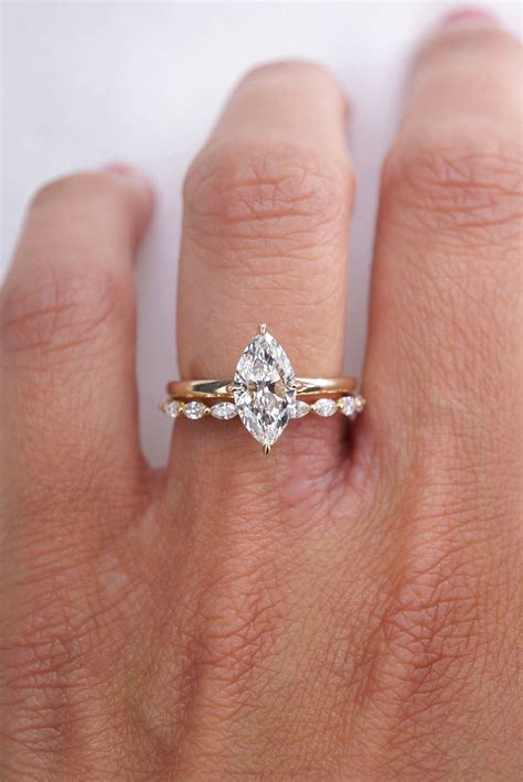 Marquise diamond engagement ring with wedding band 60 photos