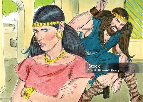 samson tells delilah  hair stock photo  image