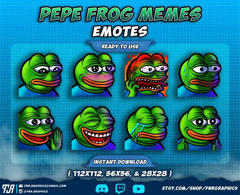 8 x Pepe The Frog Meme twitch emotes - MonkaW Pepe Meme discord emotes