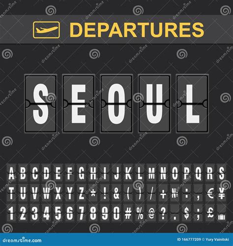 Flight Info of Destination South Korea Flip Alphabet Airport Departures