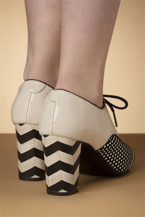 Nemonic Madison Leather Shoe Booties in Black and Creamy White | Shop ...