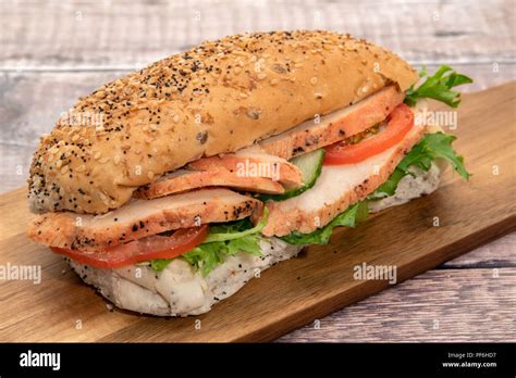 Roast chicken and salad sandwich Stock Photo - Alamy