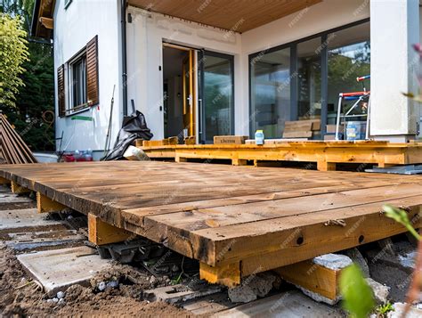 Premium Photo | Creating a Stunning Wooden Porch Terrace Flooring for