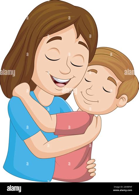 Cartoon happy mother hugging her son Stock Vector Image & Art - Alamy