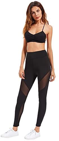 sheer leggings : SweatyRocks Women's Stretchy Skinny Sheer Mesh Insert ...