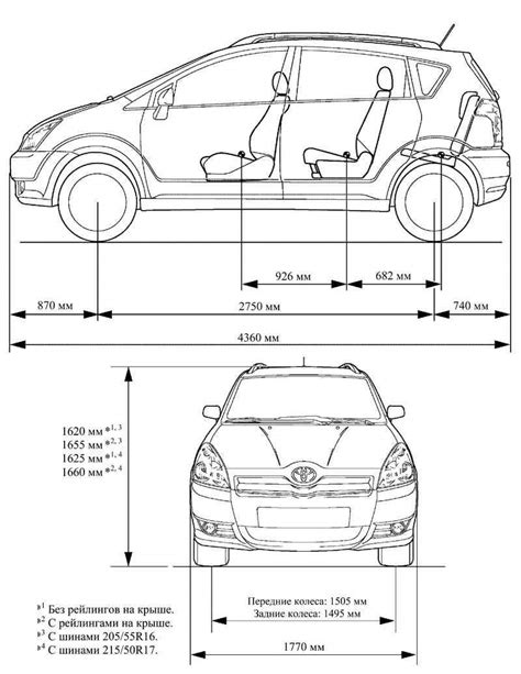Toyota Corolla Verso Габариты автомобиля