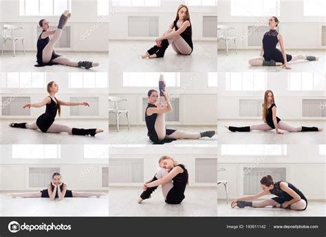 Set of young ballerina training in gym — Stock Photo © Milkos #193911142