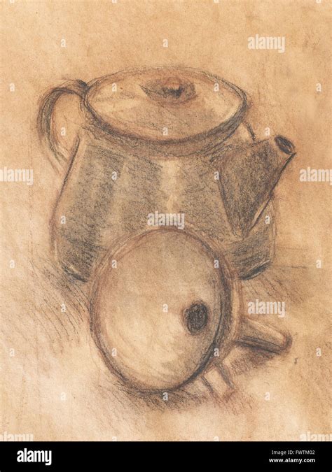 drawing tea kettle   paper original hand draw stock photo alamy
