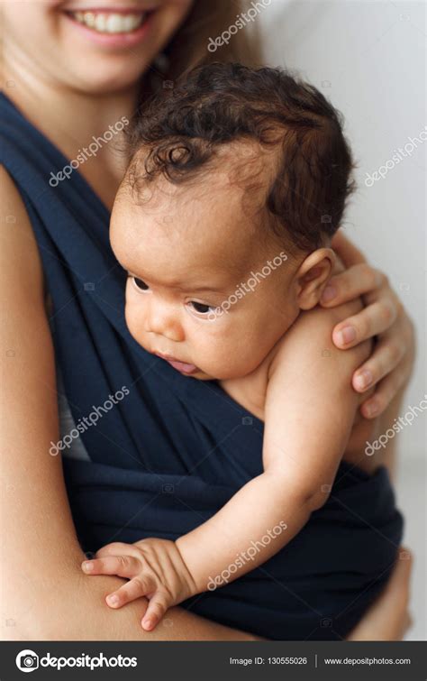 African baby with mother in carrier, close-up — Stock Photo © golubovy ...