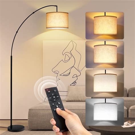 OUTON 81" Arc Floor Lamp with Remote for Living Room, LED Dimmable