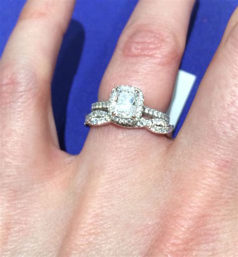 I love that the engagement ring and wedding band do not match. Unique