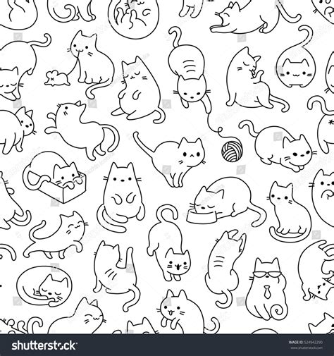 cute cats seamless pattern stock vector  shutterstock