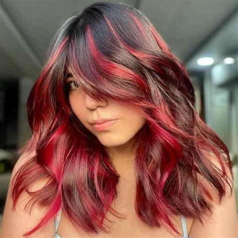 top    red highlights  black hair
