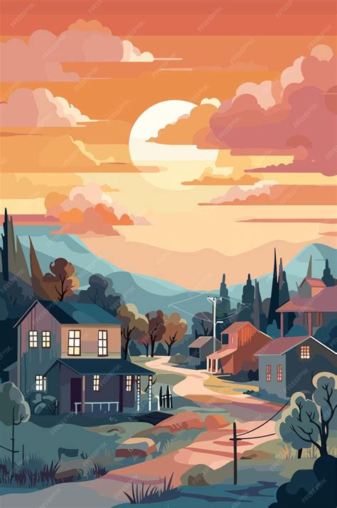 Premium Vector | European or america or australia small village in the ...
