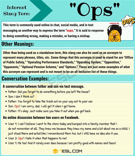 "Ops" Meaning, Origin and Examples • 7ESL