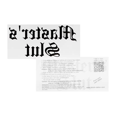 1 x Master's Slut Tattoo - Schriftzug in schwarz - Kinky Fetish