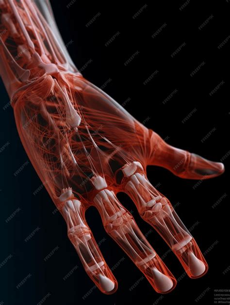 Premium AI Image | A close up of a hand with the muscles labeled