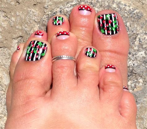 Cheery cherry nail design for my pedicure. I painted the French nails w