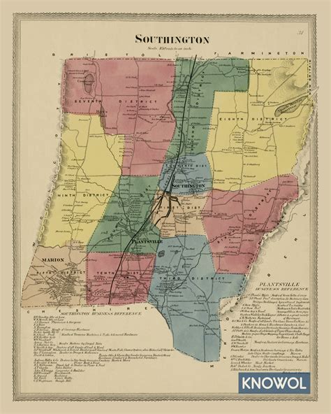 Historic landowners map of Southington, CT from 1869 - CT Restored