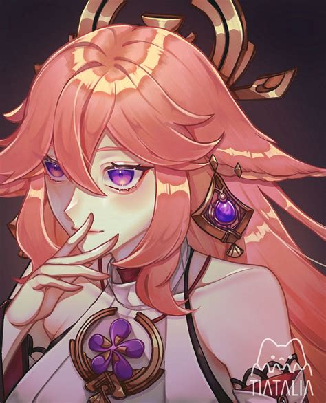 yae miko genshin impact fan art  tiatalia  deviantart
