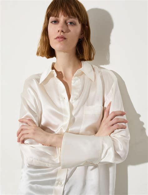 Silk-satin shirt, ivory | MAX&Co.