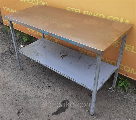 Производственный стол с полкой, на металлической основе, столешница из ...
