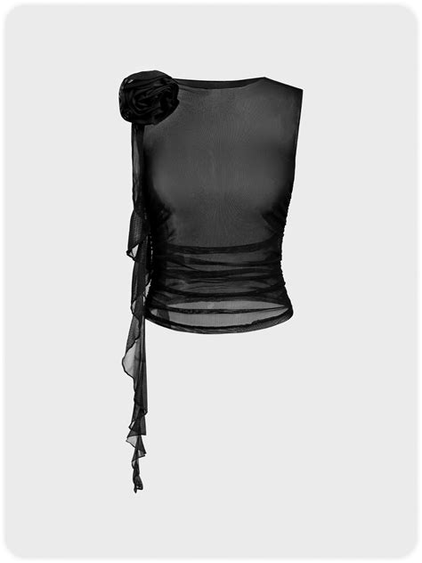 【Final Sale】Y2K Black 3D Rose Top Women Top | kollyy