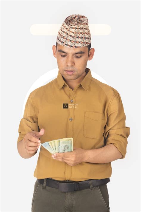 portrait  happy nepali businessman counting money  nepal