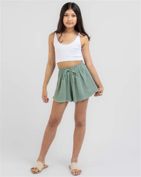 Ava And Ever Girls' Lana Dallis Shorts In Sage - FREE* Shipping & Easy