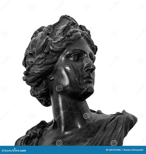 White Marble Sculpture Head Of Young Woman. Statue Of Sensual