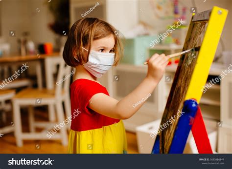 Portrait Small Preschool Child Face Mask Stock Photo 1693980844 ...