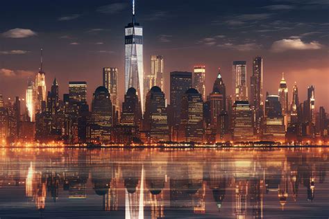 New York City skyline at night ,Generative AI 28533438 Stock Photo at