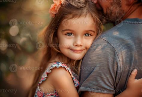 AI generated Happy Fathers Day with a dad and daughter hugging . AI