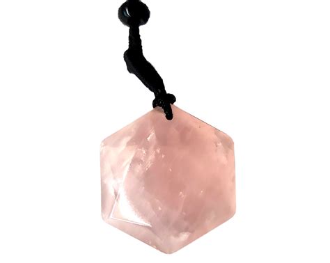 Colier din Cuart Roz Hexagon cu snur negru - Feng Shui by Cristina