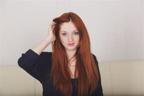 women, redhead, face, hands in hair, Michelle H Paghie, long hair