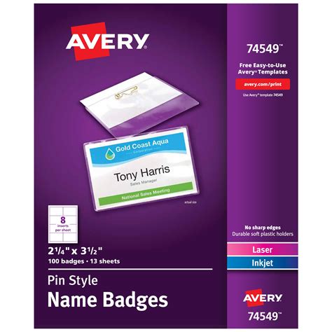 Pin Style Name Badges, 2-1/4" x 3-1/2" 74549 | Avery | Avery