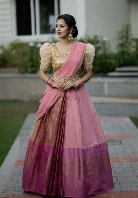 elegant  saree lehenga designs   south indian brides