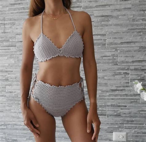 Crochet High Waisted Bikini Set, Criss Cross Sides, Bikinis Set ...