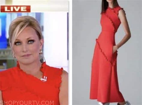 America Reports: May 2023 Sandra Smith's Red Ruffle Trim Dress | Shop ...