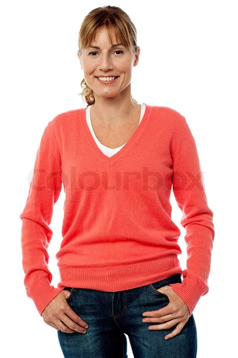 mittleren Alter Dame in stilvolle trendige Kleidung | Stock Bild ...